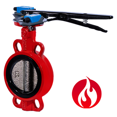 Затвор дисковый межфланцевый Ridval RVB 01 DN100 корп чугун, диск чугун,с УКП о/з.IP64 КРАСНЫЙ